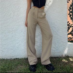 Archer Pant - Straight Leg High Waisted Trouser - Beige